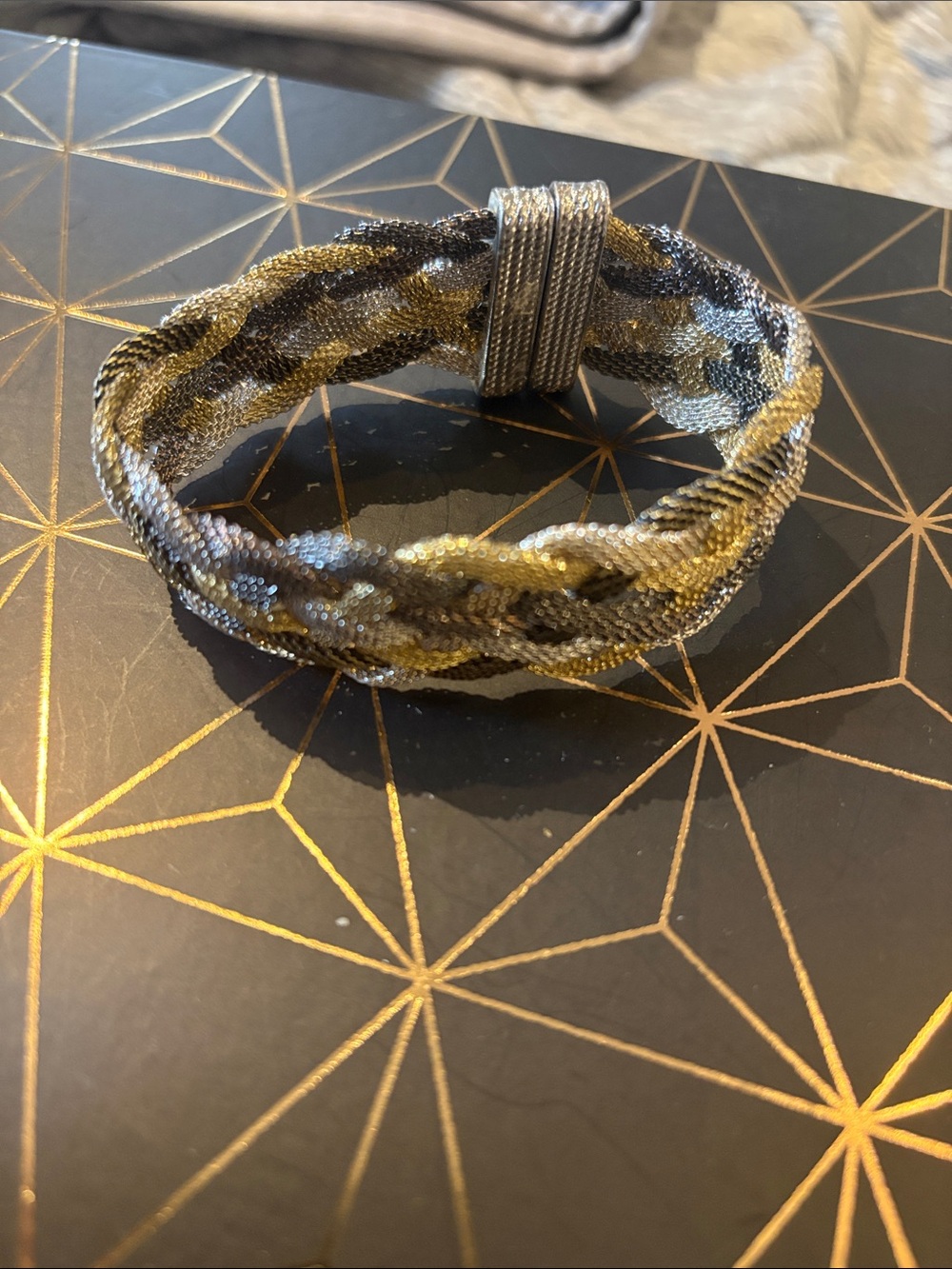 Braided Metallic Gold and Silver Stretch Bracelet